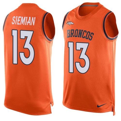 Nike Broncos #13 Trevor Siemian Orange Team Color Men's Stitched NFL Limited Tank Top Jersey